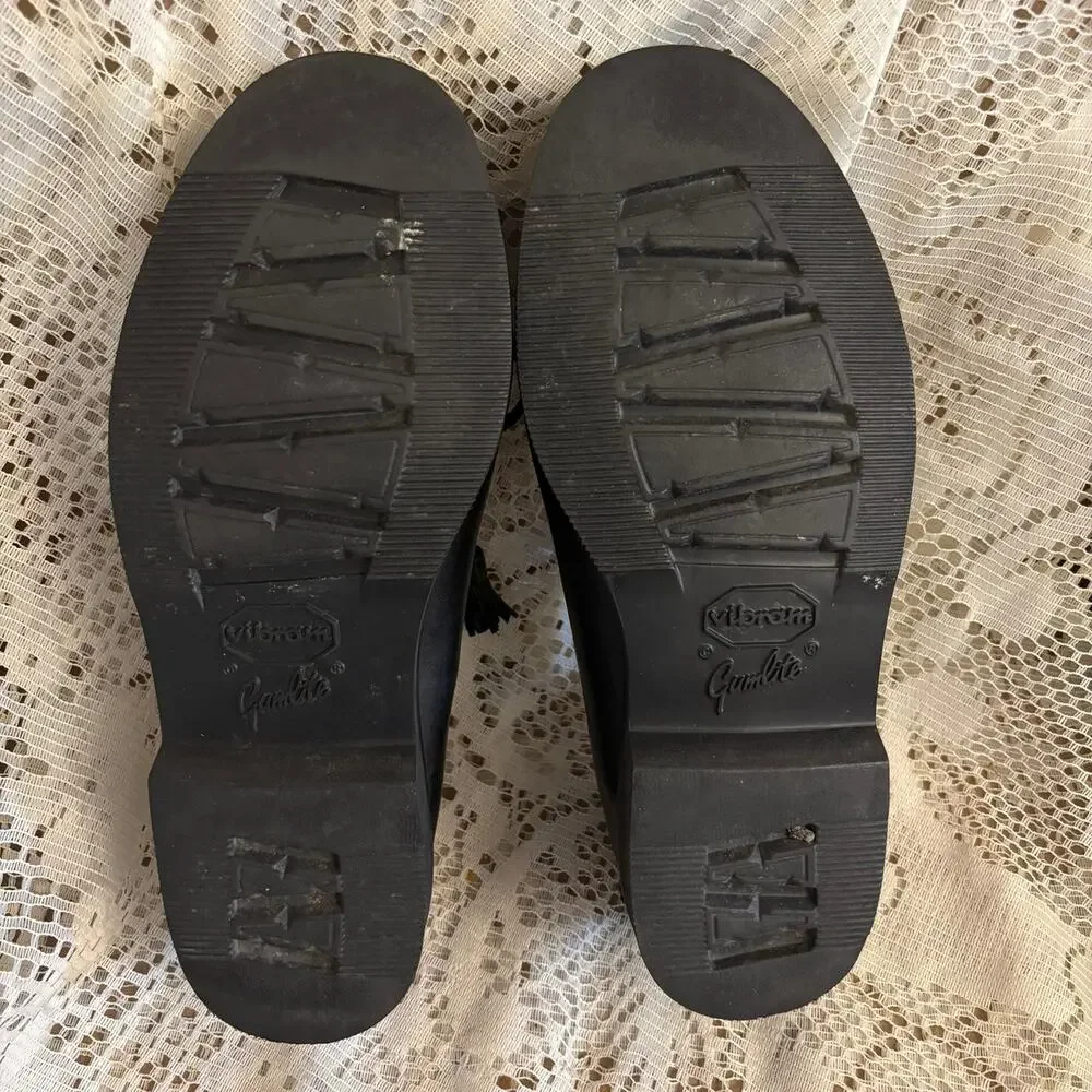 Cabela's Men's US 10.5 Black Leather Tassel And Kiltie Fringe Loafers Shoes
